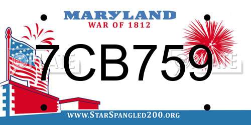 7CB759 Maryland License Plate
