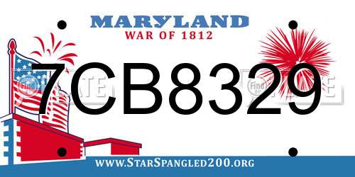 7CB8329 Maryland License Plate