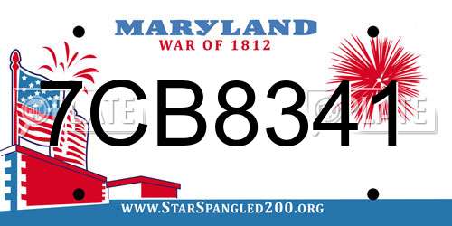 7CB8341 Maryland License Plate
