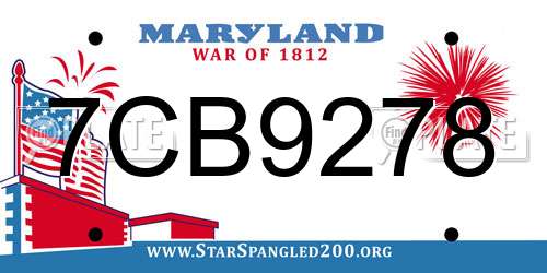 7CB9278 Maryland License Plate