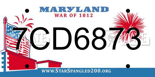 7CD6873 Maryland License Plate