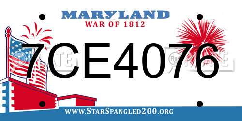7CE4076 Maryland License Plate