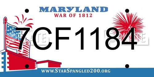 7CF1184 Maryland License Plate