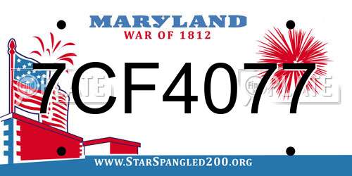 7CF4077 Maryland License Plate