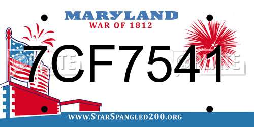 7CF7541 Maryland License Plate