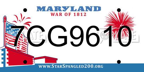 7CG9610 Maryland License Plate