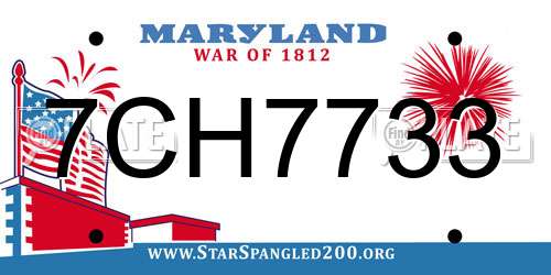 7CH7733 Maryland License Plate