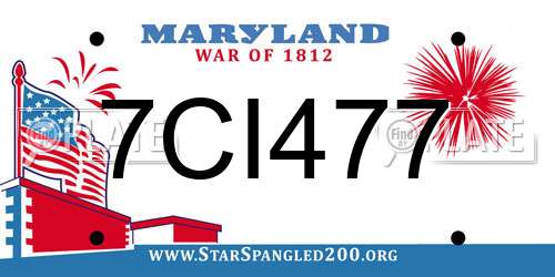 7CI477 Maryland License Plate