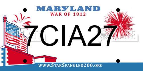 7CIA27 Maryland License Plate