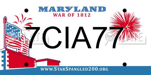 7CIA77 Maryland License Plate