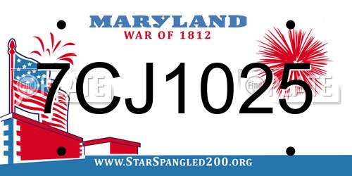7CJ1025 Maryland License Plate