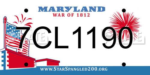 7CL1190 Maryland License Plate