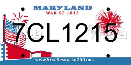 7CL1215 Maryland License Plate