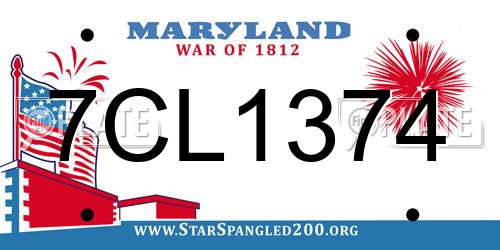 7CL1374 Maryland License Plate