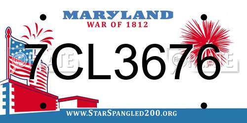 7CL3676 Maryland License Plate