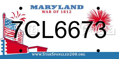 7CL6673 Maryland License Plate