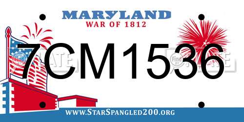 7CM1536 Maryland License Plate