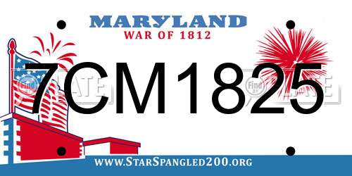 7CM1825 Maryland License Plate