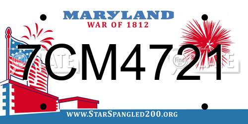 7CM4721 Maryland License Plate