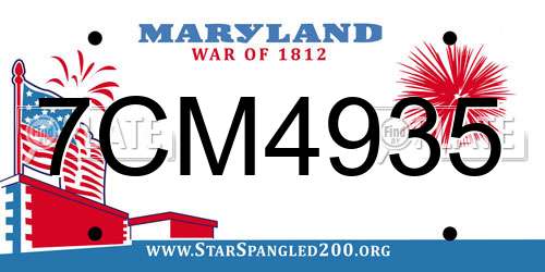 7CM4935 Maryland License Plate