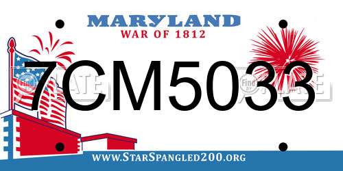 7CM5033 Maryland License Plate