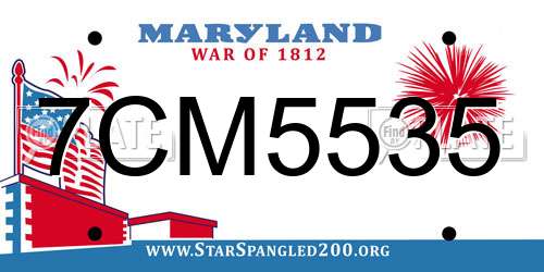 7CM5535 Maryland License Plate