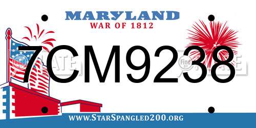 7CM9238 Maryland License Plate