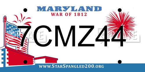 7CMZ44 Maryland License Plate