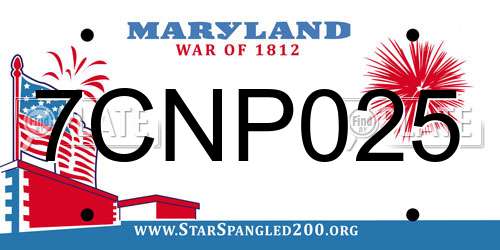 7CNP025 Maryland License Plate