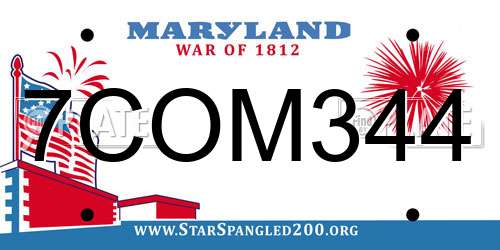 7COM344 Maryland License Plate