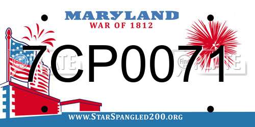 7CP0071 Maryland License Plate