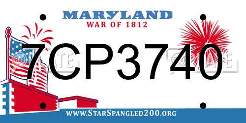 7CP3740 Maryland License Plate