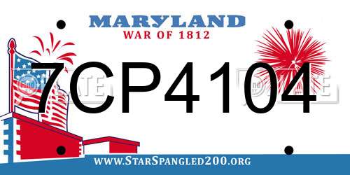 7CP4104 Maryland License Plate