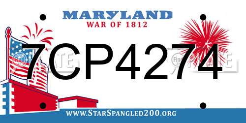 7CP4274 Maryland License Plate