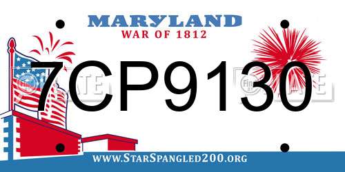 7CP9130 Maryland License Plate