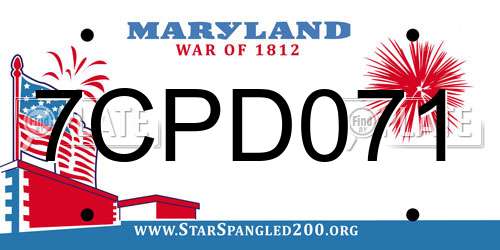 7CPD071 Maryland License Plate