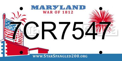 7CR7547 Maryland License Plate