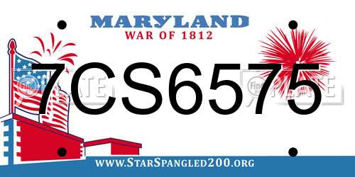 7CS6575 Maryland License Plate