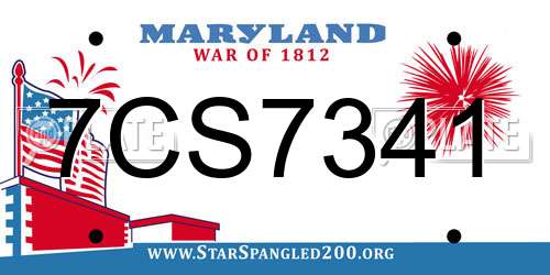 7CS7341 Maryland License Plate