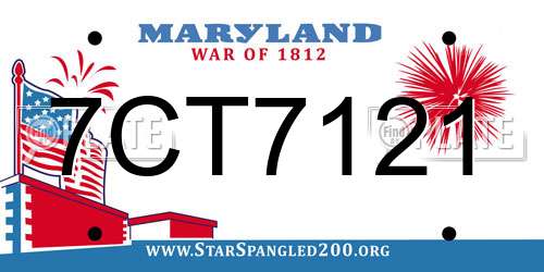 7CT7121 Maryland License Plate