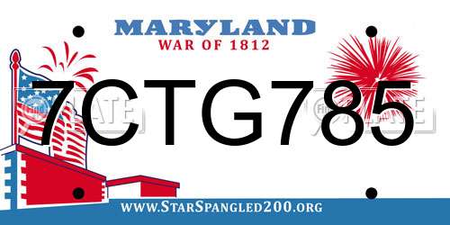 7CTG785 Maryland License Plate