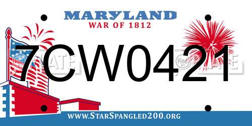 7CW0421 Maryland License Plate
