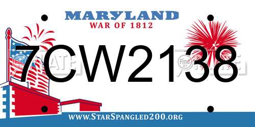 7CW2138 Maryland License Plate