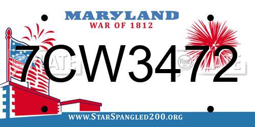 7CW3472 Maryland License Plate