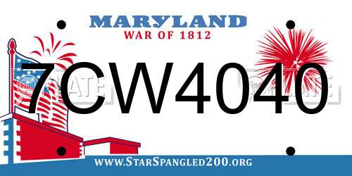 7CW4040 Maryland License Plate
