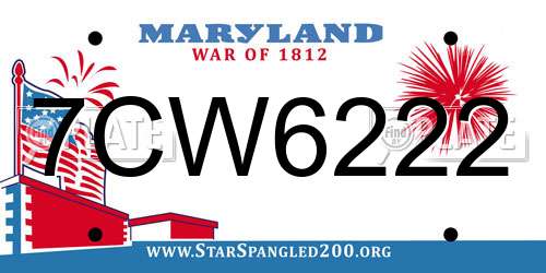 7CW6222 Maryland License Plate