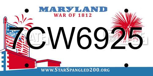 7CW6925 Maryland License Plate