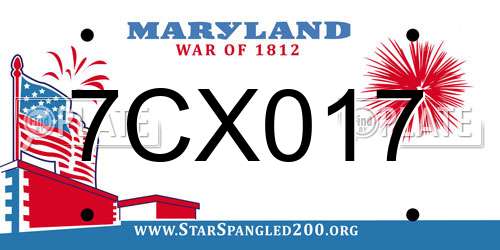 7CX017 Maryland License Plate