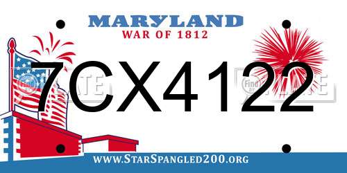 7CX4122 Maryland License Plate