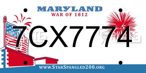 7CX7774 Maryland License Plate